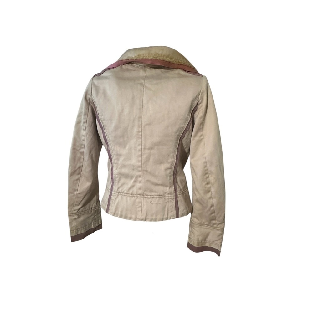 Vintage Diesel Womens Utility Jacket Tan Pink Raw Edge Cotton Distressed Size S - Picture 4 of 15